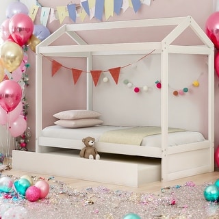 Twin Size House Bed With Trundle,Can Be Decorated For Bedroom