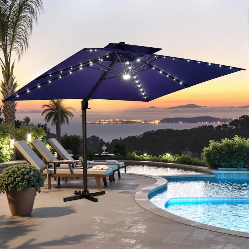 Pellebant 10 X 10 Ft Outdoor Square Patio Offset Umbrella, Base Not Included