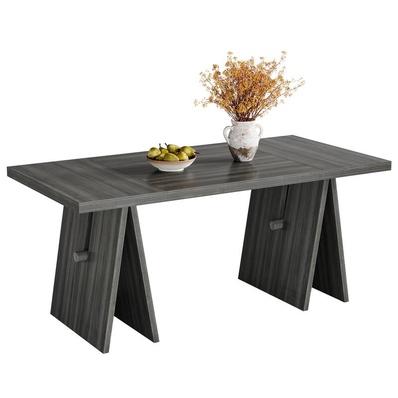 63" Modern Rectangular Dining Table for Living Room, Kitchen, Grey