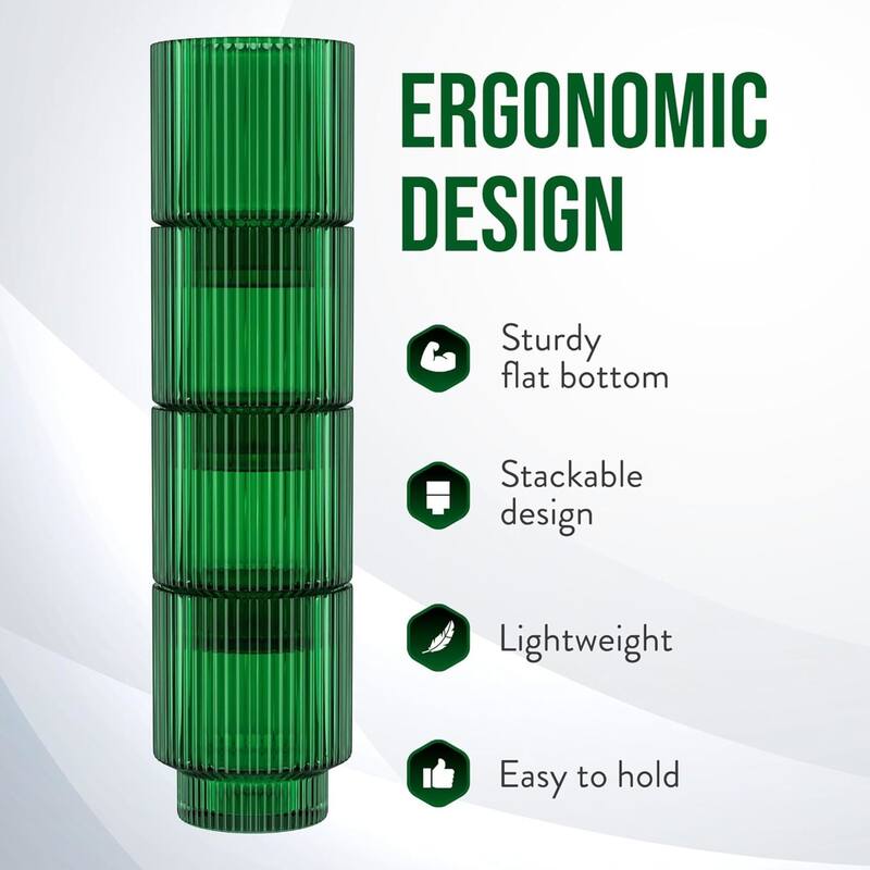 American Atelier Set of 4 Vintage Art Deco Fluted Drinking Glasses - 9 oz.