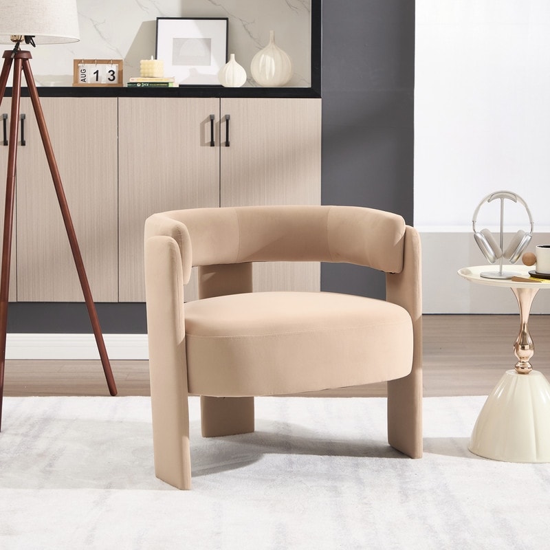 Mid-Century Velvet Accent Chair with Solid Wood Legs