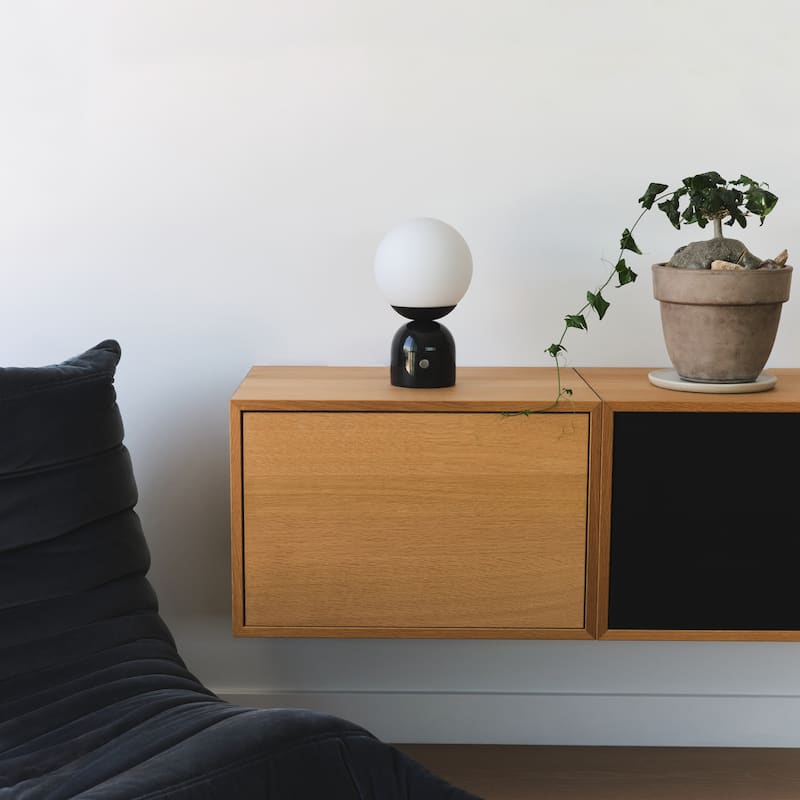 Brightech Mila 9.85 in. Classic Black Mid-Century Modern Integrated LED Bedside Table Lamp with Built-In 3-Way Dimmer (2-Pack)