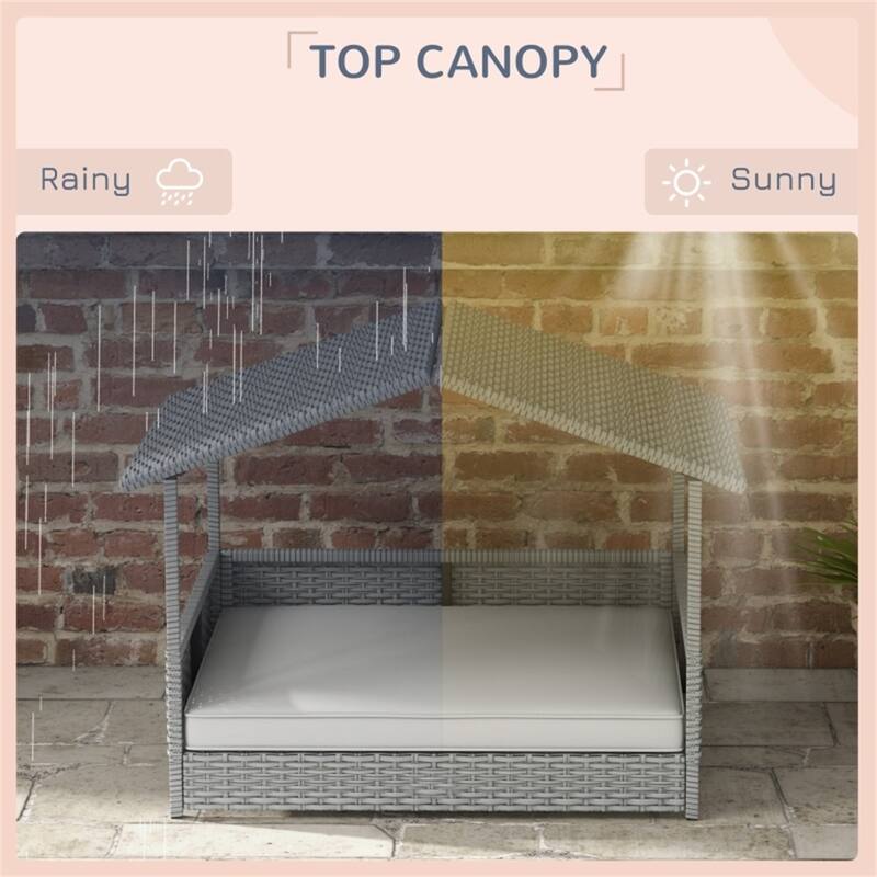 PE Rattan Steel Dog Playpen with Cushion and Anti-Slip - 38.6" L x 27.2" W x 28.7" H