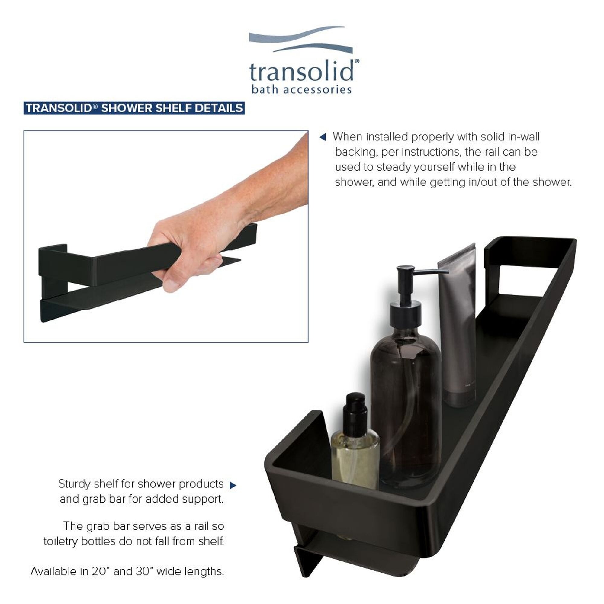 ユリ　BAREN 3セット Transolid JGBS20 Jocelyn 20-in Grab Bar Shelf - 20x4x3 - On Sale