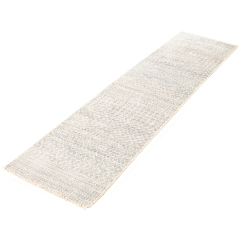 ECARPETGALLERY Hand-knotted Silk Shadow Dark Grey Viscose, Wool Rug - 2'6 x 9'10