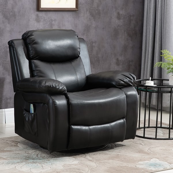 PU Leather Massage Recliner Chair, Swivel Rocker Sofa with
