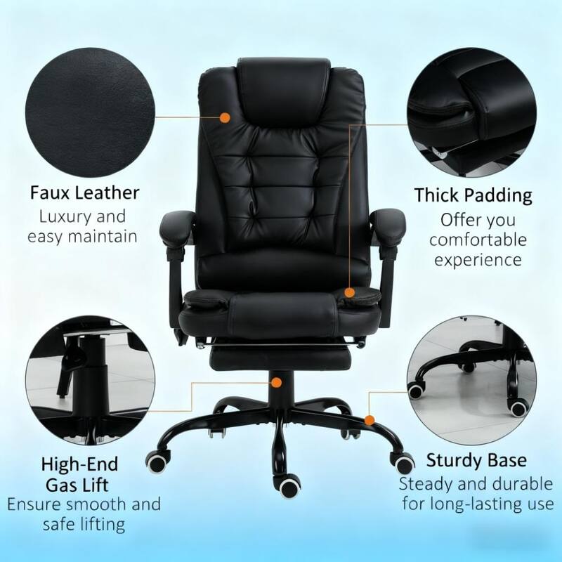 Massaging Office Desk Chair, Massage Office Chair High Back with Lumbar Support, Footrest