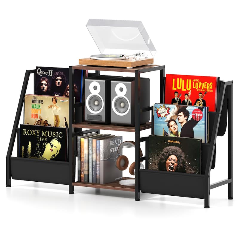 Gymax Record Player Stand w/ Vinyl Storage Turntable Display Stand w/ - Brown