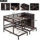preview thumbnail 14 of 28, Versatile Full-Over-Twin-Twin Bunk Bed with Shelves, Wardrobe & Mirror, Solid Wood Triple Bunk Bed Frame with Safety Guardrails
