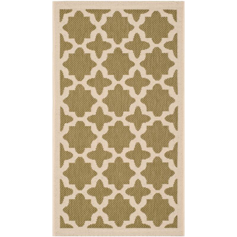 SAFAVIEH Courtyard Dorthey Indoor/ Outdoor Waterproof Patio Backyard Rug - 2' x 3'7" - Green/Beige