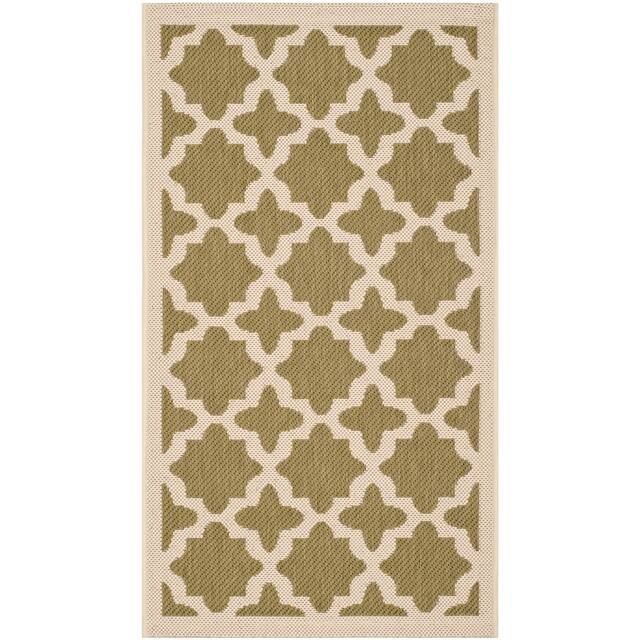 SAFAVIEH Courtyard Dorthey Indoor/ Outdoor Patio Backyard Rug - 2' x 3'7" - Green/Beige