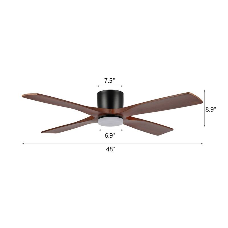 MLiAN 48" DC Flush Mount Ceiling Fan with Light Kit and Remote Control