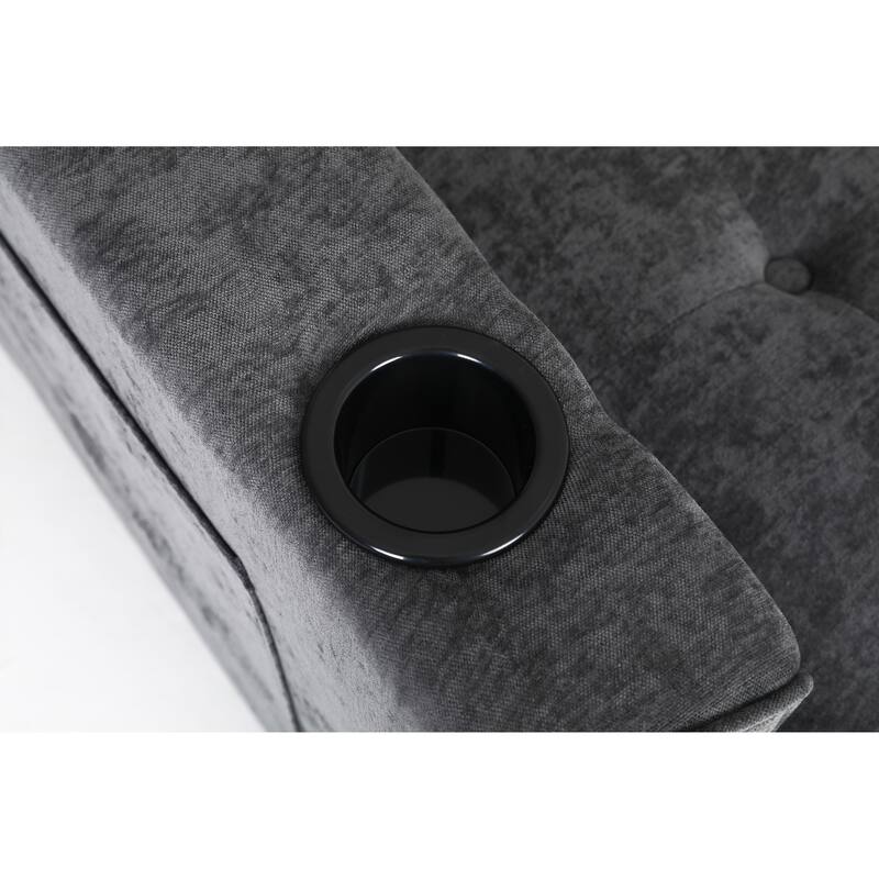 Sofa Bed with Pull-Out Straps, Velvet Sleeper Sofa with Side Storage Bags, Convertible Lounge Chaise Loveseat Daybed