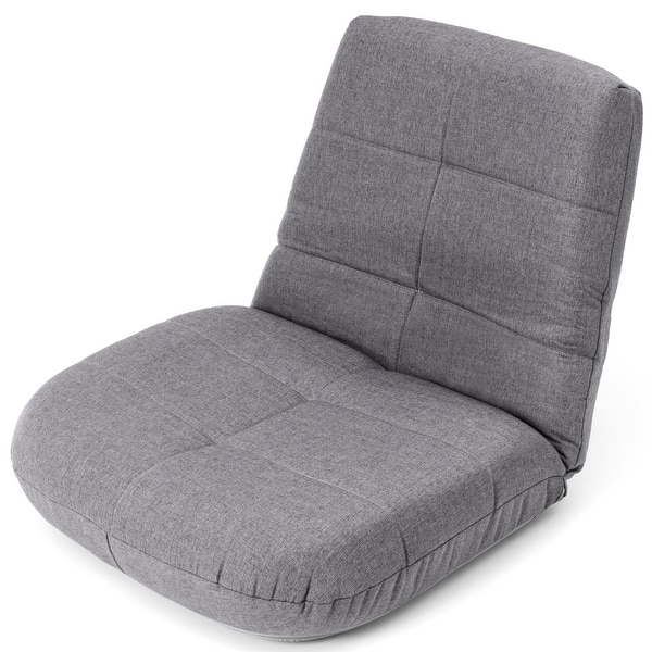 slide 2 of 11, Folding Padded Floor Chair with with Adjustable Backrest for Lounge Meditation or Gaming See Picture - Gray