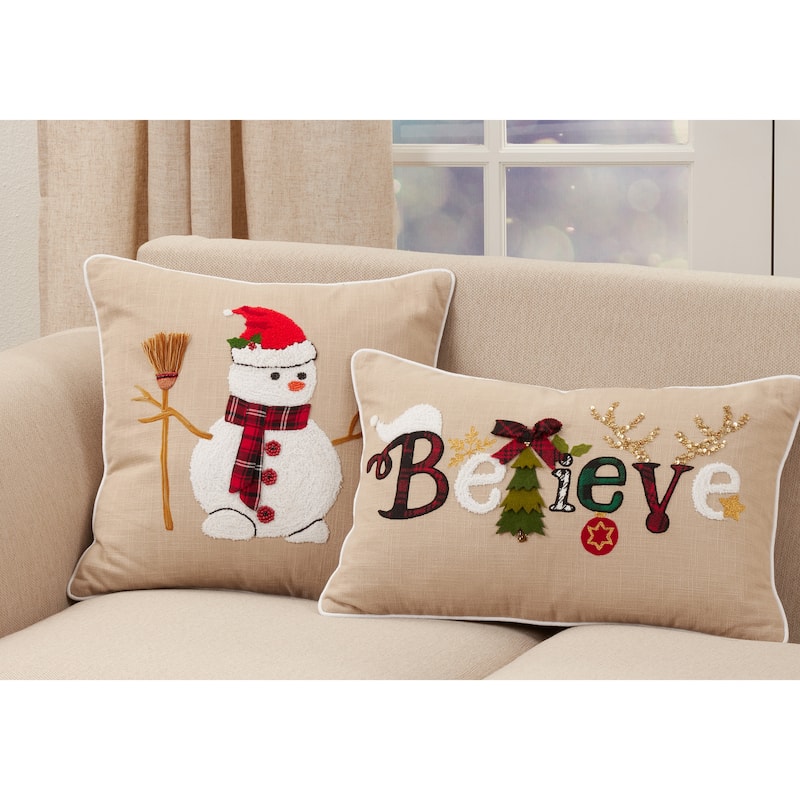 Christmas Pillow With Believe Design - Feather Down