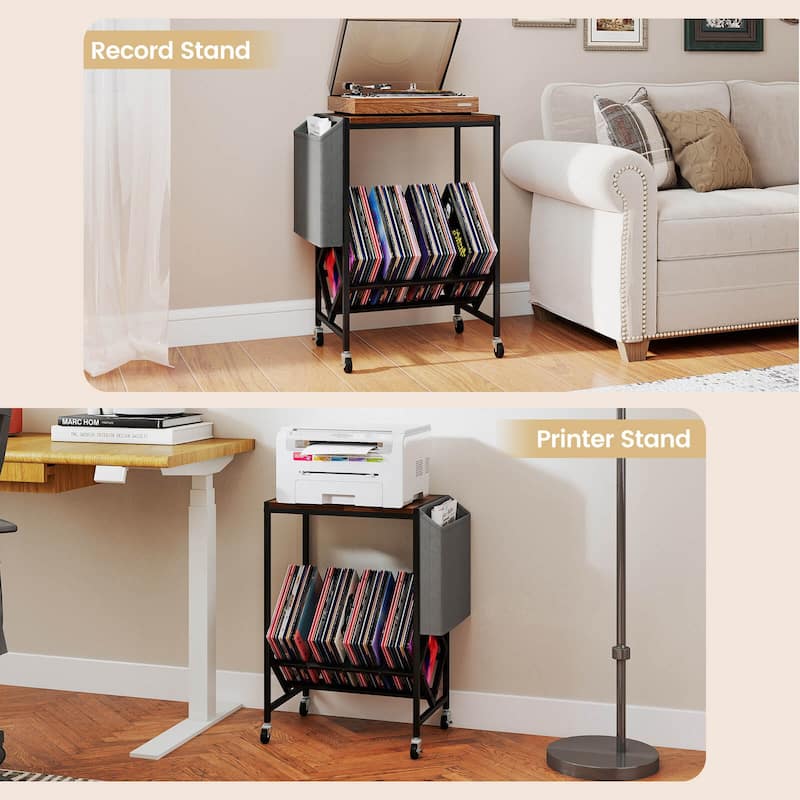 Costway Record Player Stand with Vinyl Record Storage & Side Storage - See Details