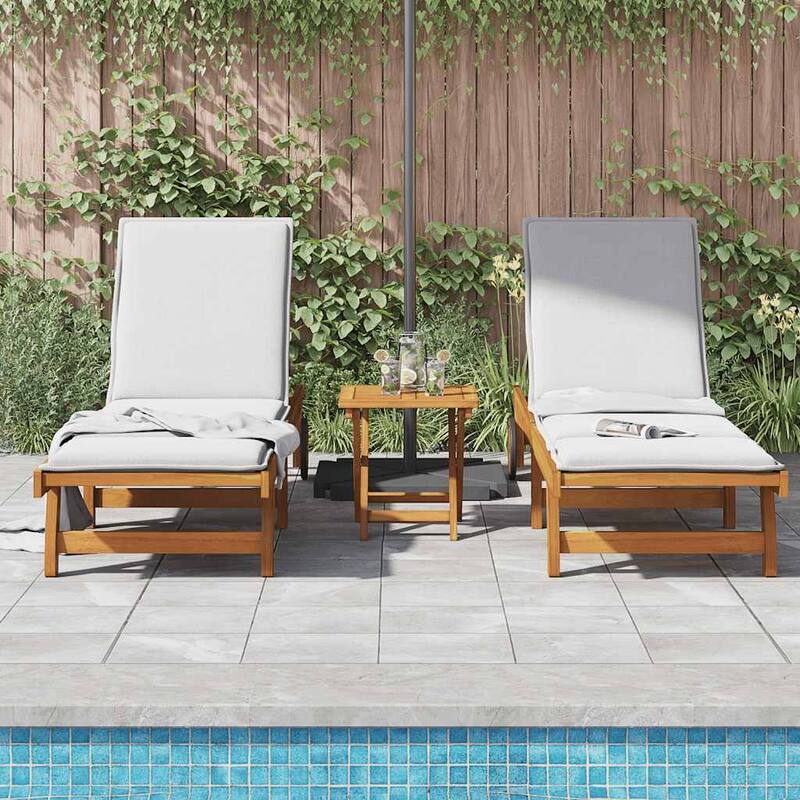 vidaXL Patio Lounge Chair Outdoor Sunbed Poolside Sunlounger Solid Wood Acacia - 78.3" x 23.2"/24.8" x 11.8"/24.4"/29.9"/33.5"
