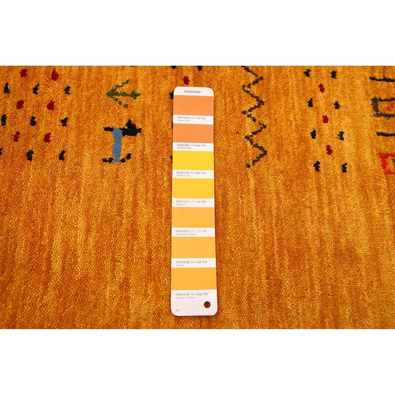 ECARPETGALLERY Hand Loomed Kashkuli Gabbeh Dark Gold Wool Rug - 8'4 x 9'7