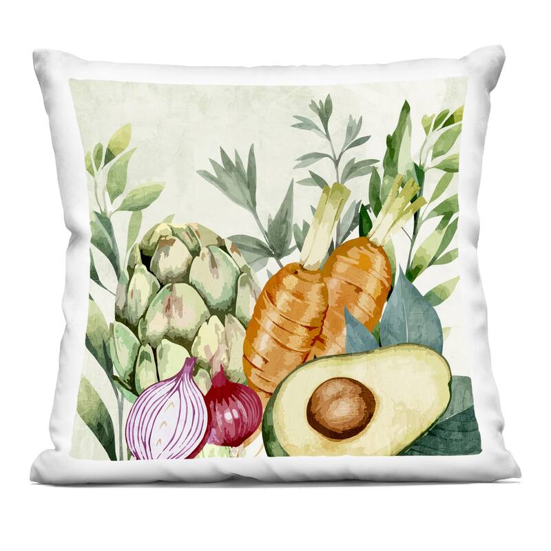 Stupell Organic Vegetable Harvest Decorative Printed Throw Pillow Design by Kim Allen - Accent - Polyester - Green - Single