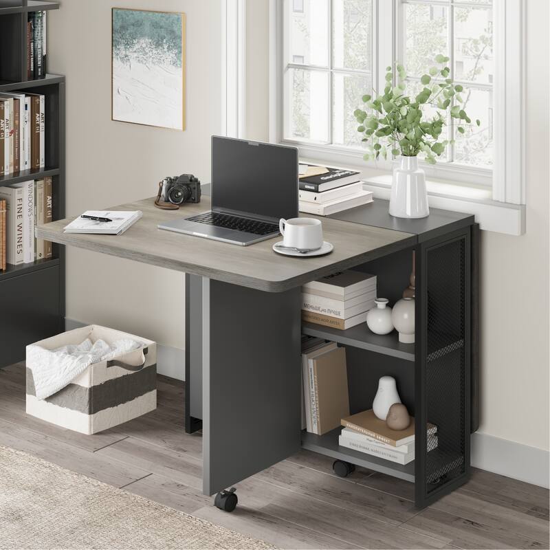 Folding Dining Table with 2 Tier Storage