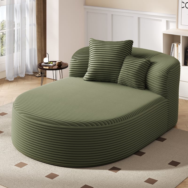 51.6" Chaise Lounge Sofa Bed - Boneless Couch with 2 Pillows - Compression Design for Living Room - Green