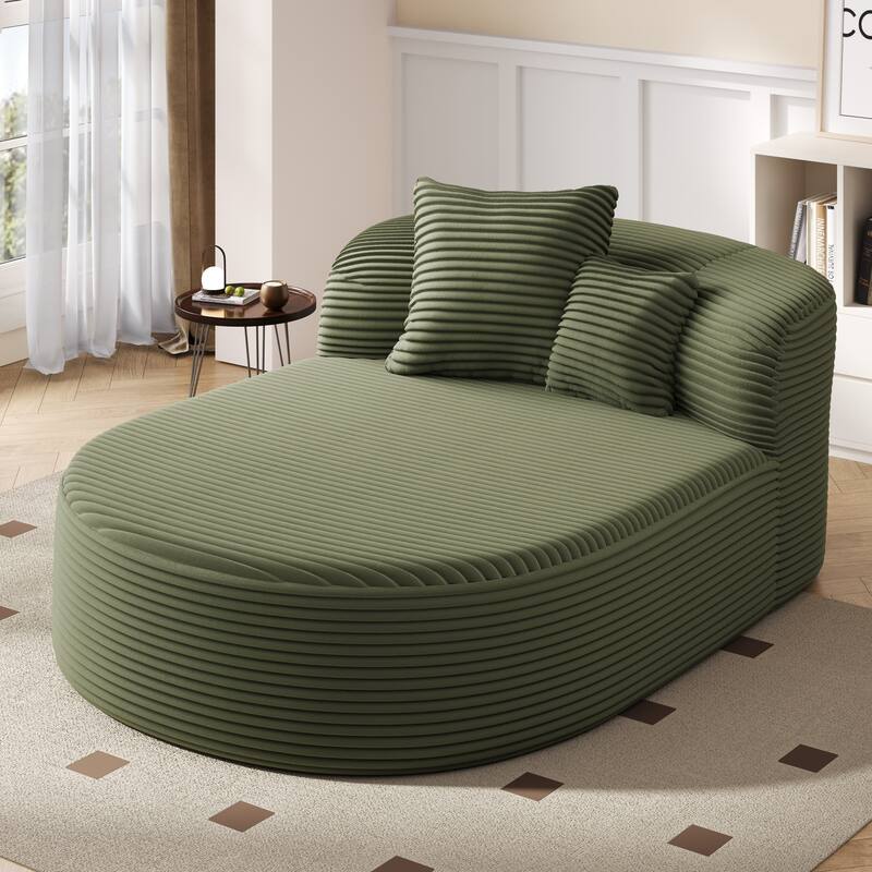 Roomfitters Modern Chaise Lounge Sofa Bed, 51.6-Inch Compression Couch with 2 Supportive Pillows for Living Room