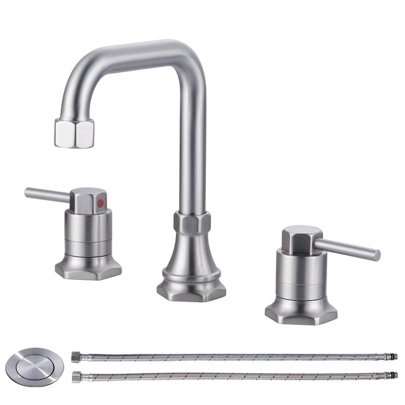 WOWOW Modern-Style Bathroom Faucet with Pop-Up Drain - Brushed Nickel