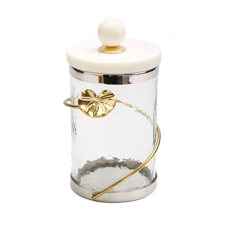 Canister with Floral Lotus Art (3 Sizes) - Medium