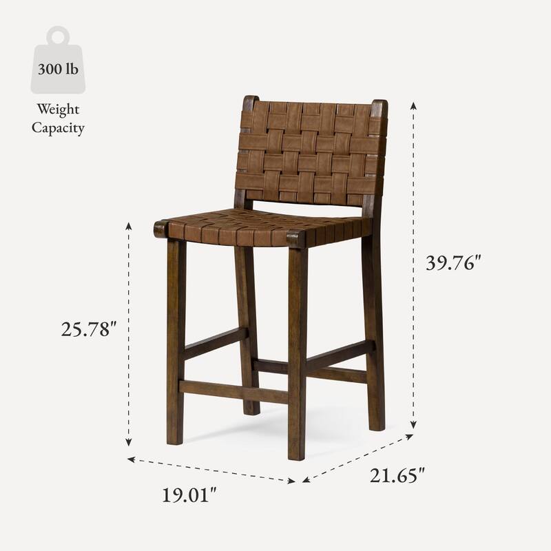 Maven Lane Noah Kitchen Dining Stool with Vegan Leather