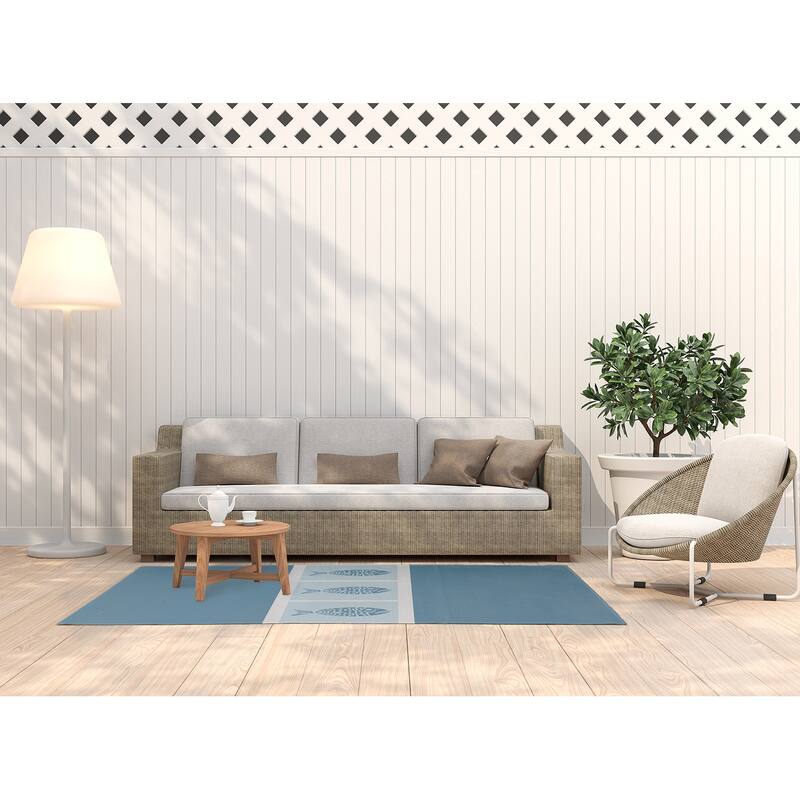 Fish Chips Nautical Indoor/Outdoor Rug