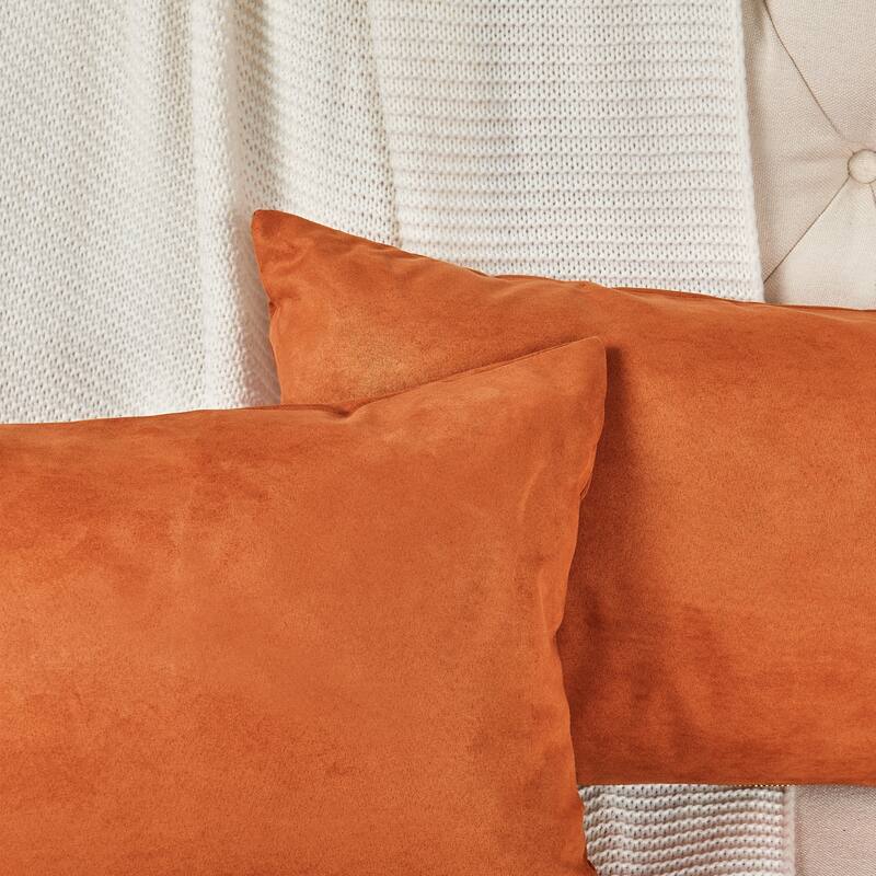 Suede 2 Piece Pillow Shell Set with Big Zipper, NO INSERT