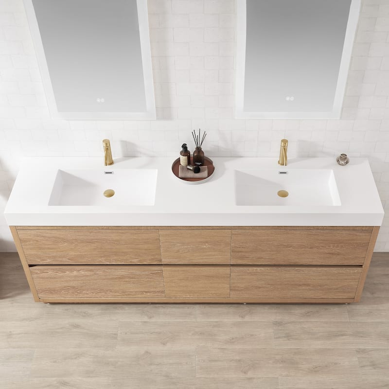 Miseno MV-HUES84-WHT-NM Huesca 84" Free Standing Double Basin Vanity
