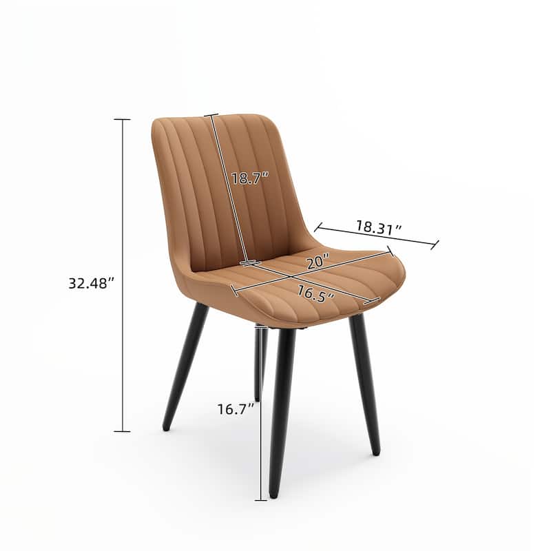 Set of 4 Modern PU Leather Dining Chairs with Thick Cushions Metal Legs, Armless Faux Leather Side Chairs for Kitchen