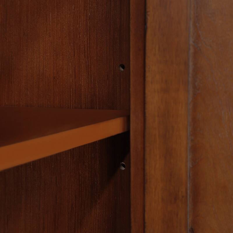 Retro Style Accent Storage Cabinet with Adjustable Shelves,Wood Grain Texture