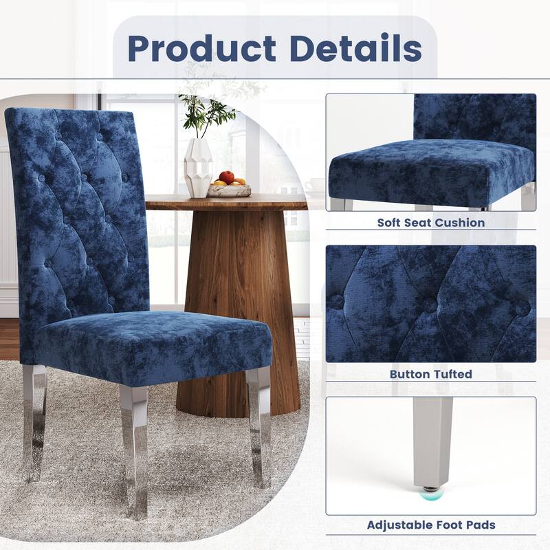Modern Velvet Upholstery Dining Chair for Kitchen (Set of 2)