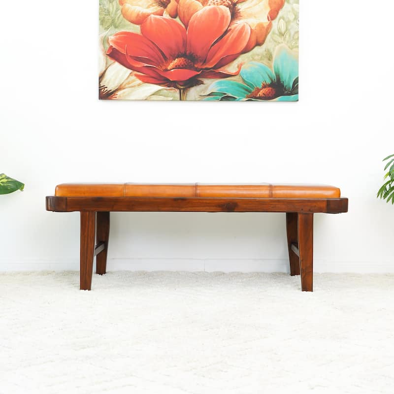 Happymod Top Genuine Leather Comfy Bench in Tan