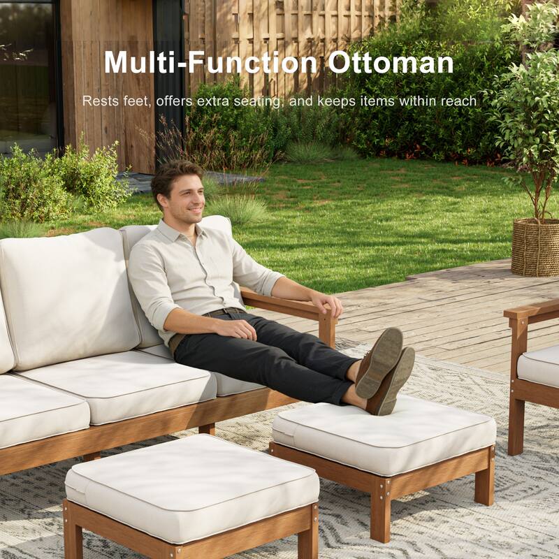 All-weather HIPS Outdoor Sofa Set with Detachable Cushions (Set of 5)