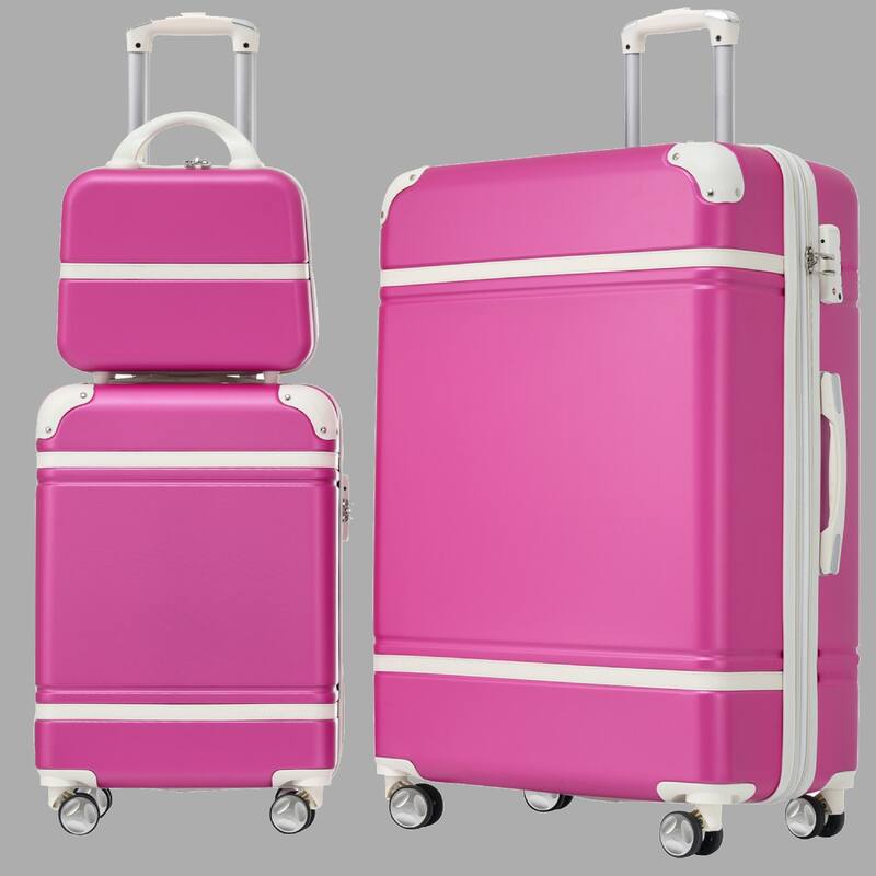 Lightweight 3-Piece Hardside Luggage Set with TSA Lock, 20" & 28" Spinner Suitcases & Cosmetic Case