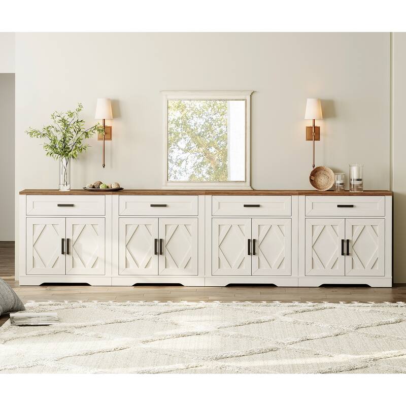 Farmhouse Entertainment Center with Storage Barn Door Cabinet for 50"-130" TVs