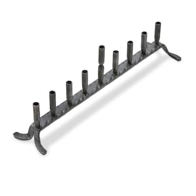 Black Hand Forged Iron Artisan Menorah, 17.0L x 3.0W x 5.0H inches