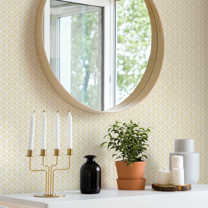 A-Street Prints Lisbeth Yellow Geometric Lattice Wallpaper