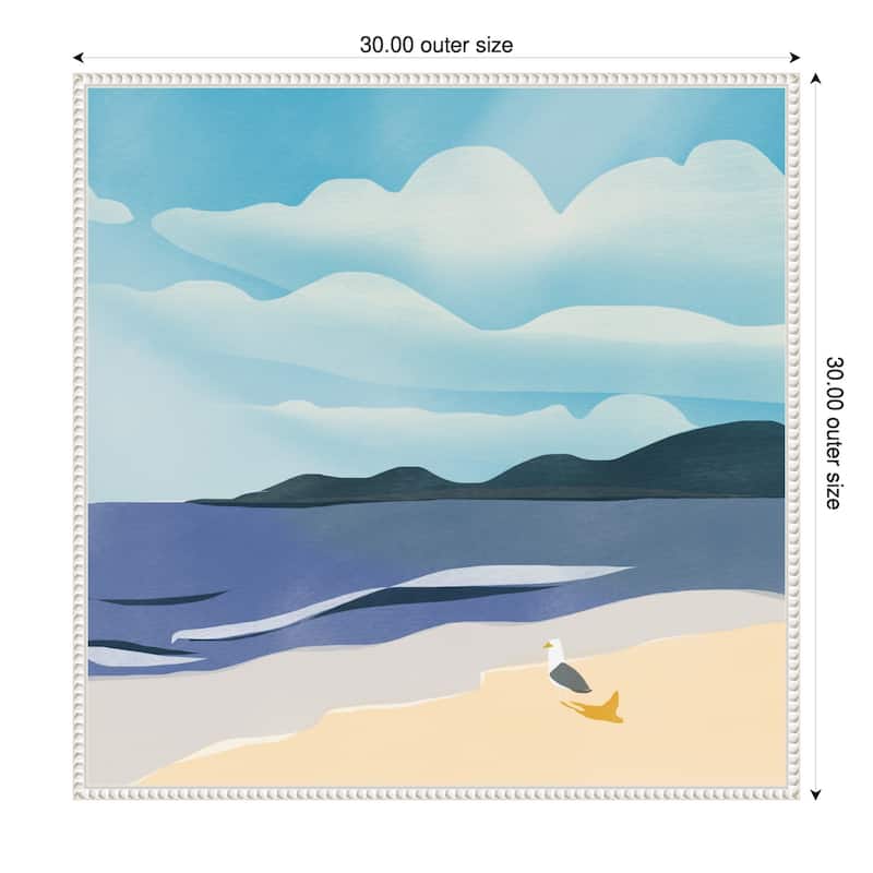 Seaside Serenity by Little Dean Framed Canvas Wall Art - 30 x 30 in