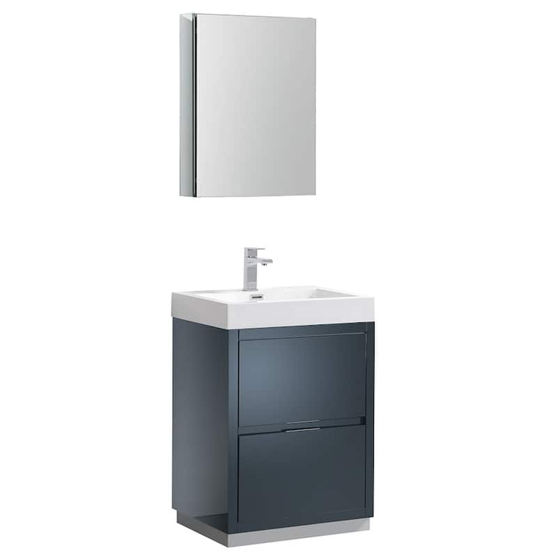 Fresca Senza 24" Single Vanity Set with Wood Cabinet and Acrylic - Dark Slate Gray