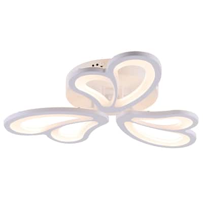 Indoor Modern Dimmable LED Semi-Flush Mount Ceiling Light Fixture with Remote and Creative Flower Lampshade