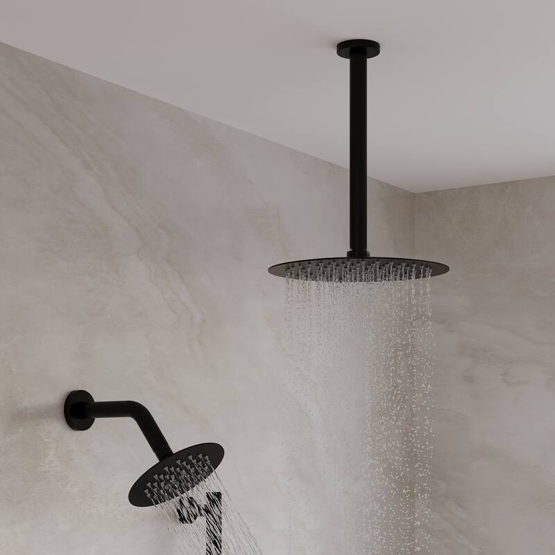 Ceiling/Wall Mount Multifunction Dual Shower System 10 in. 3-Function Round Shower Head With Hand Shower