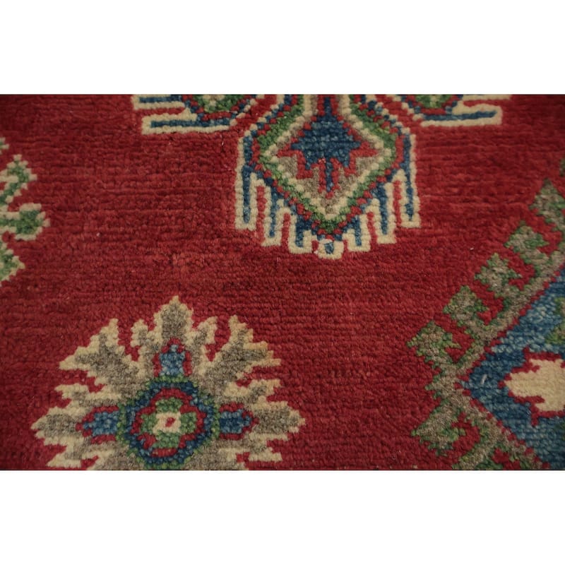 Hand Knotted Oriental 100% Wool Carpet Traditional Geometric Red Kazak Area Rug - 6' 0'' X 3' 11''