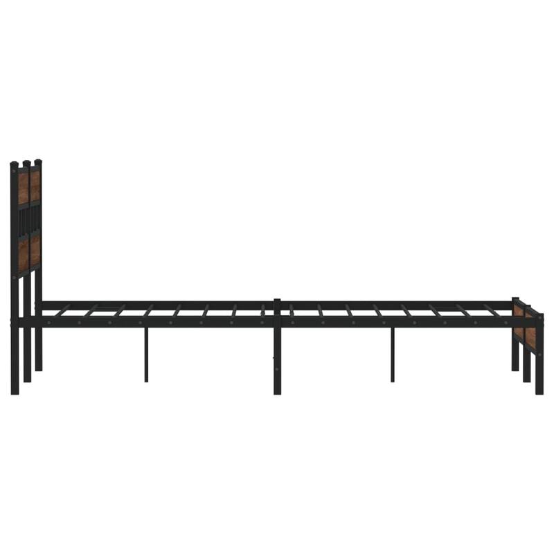 vidaXL Bed Frame Brown Oak Steel, Engineered Wood Small Double Bed Frame - 49.2 x 77.2 x 36.0