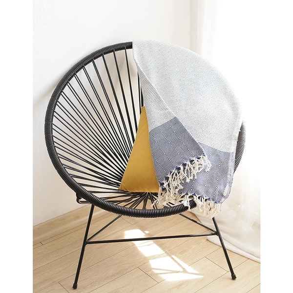 Blue and White Squares and Stripes Turkish Towel or Throw Blanket. Opens flyout.
