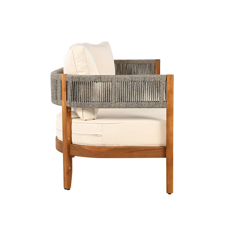 Christopher Knight Home - Lip Acacia Wood Patio 3-Seater Sofa
