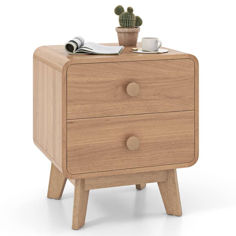 Costway 1/2 PCS Modern Style 2-Drawer Nightstand Bedside Table with - 2-drawer